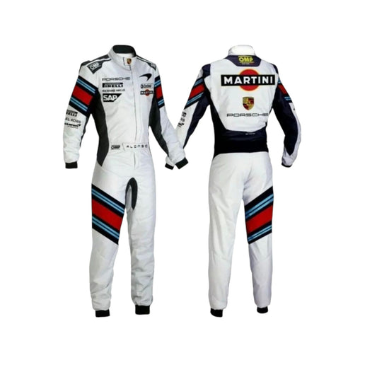 Martini-style go-kart racing suit