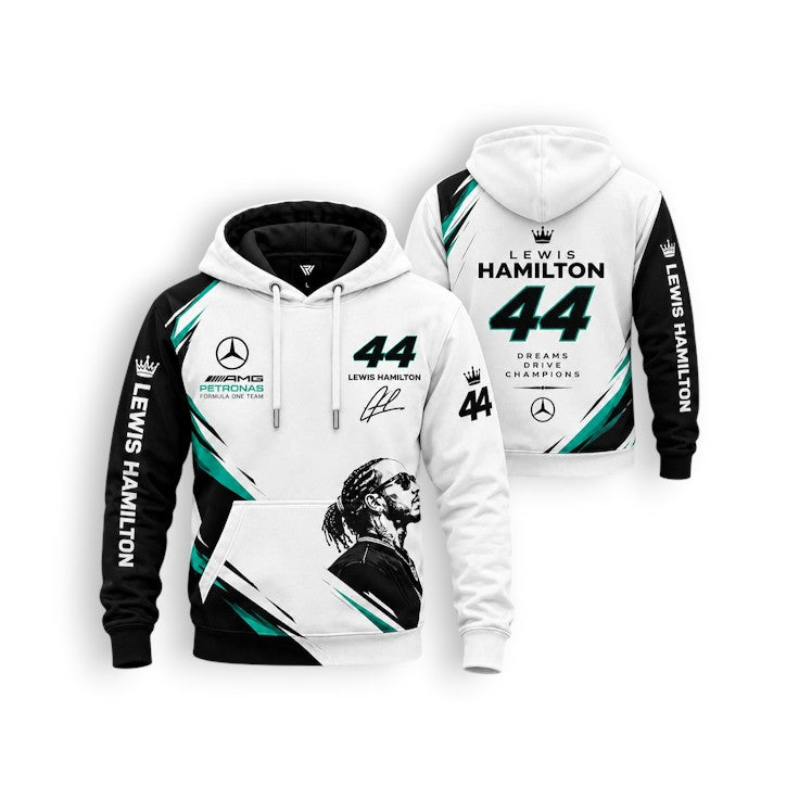 Lewis Hamilton black and white hoodie 007